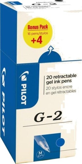 Pilot G-2 516477 Kulepenn 0,7 mm, 20-pakk Blå, Markere & markører