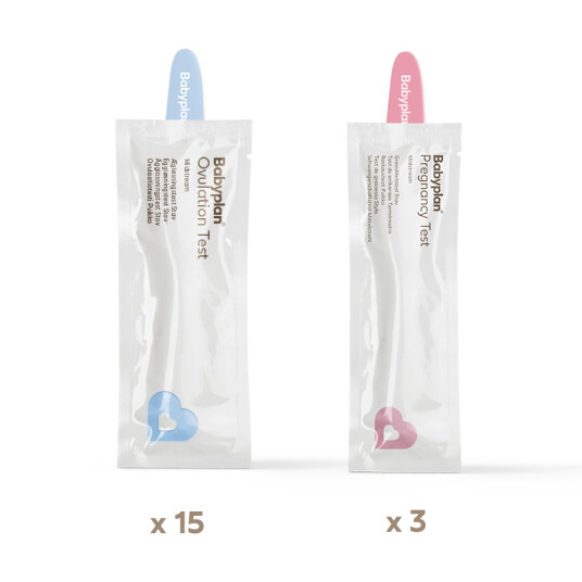 Babyplan testsett - 15 eggløsningstest + 3 graviditetstest stav Babyplan testsett - 15 eggløsningstest + 3 graviditetstest stav