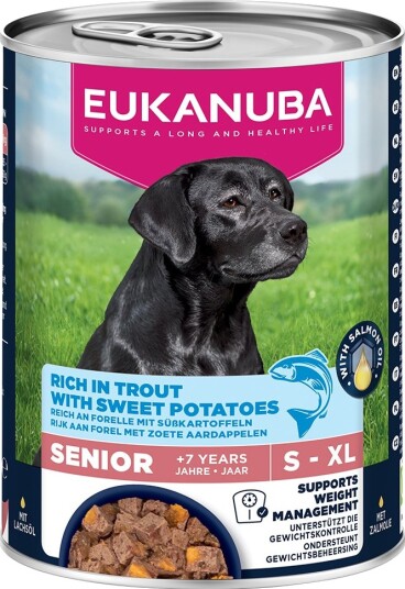 Eukanuba Våtfôr Senior Rik På Ørret Med Søtpoteter Sparepakke 24 X 400 G