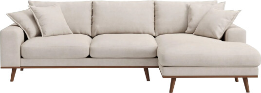 Copenhagen Premium 4 personers Højrevendt L formet Dyb Divansofa i Stoff Beige Copenhagen Premium 4 personers Højrevendt L formet Dyb Divansofa i Stoff Beige