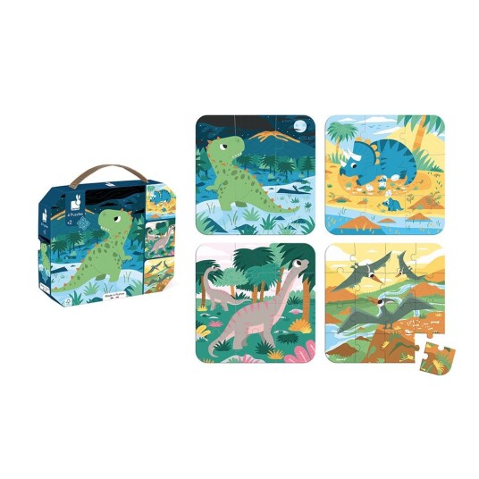 Progressivt Puslespill I En Koffert Dinosaurer 4 Puslespill - 6, 9, 12 Og 16 Brikker 2+, Laget I Frankrike, Janod (Gammel Indeks: J02657) Progressivt Puslespill I En Koffert Dinosaurer 4 Puslespill - 6, 9, 12 Og 16 Brikker 2+, Laget I Frankrike, Janod (Gammel Indeks: J02657)