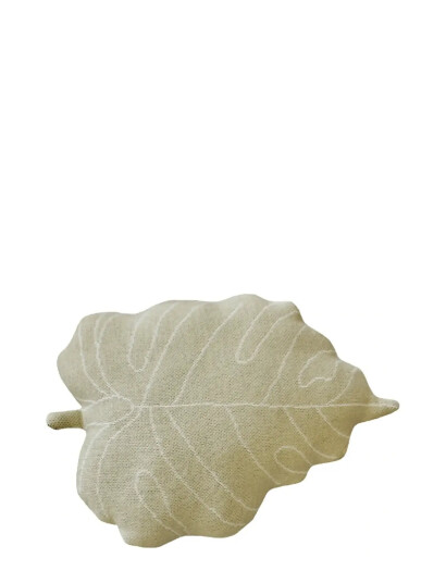 Lorena Canals Knitted Cushion Baby Leaf Olive Green 28X 42CM Lorena Canals Knitted Cushion Baby Leaf Olive Green 28X 42CM