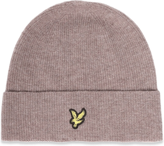 Lyle & Scott Lambswool Blend Ribbed Beanie Brown ONE SIZE