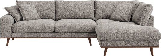 Copenhagen Premium 4 personers Højrevendt L formet Dyb Chaiselongsofa i Chenille Grå