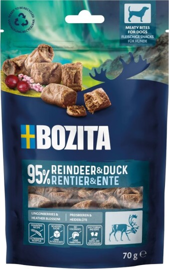 Bozita Meaty Bites Med Reinsdyr Og And 2 X 70 G 