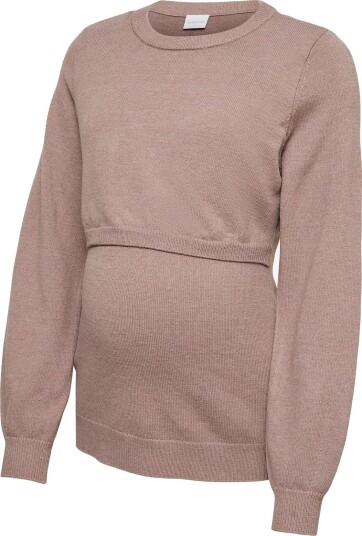 Mamalicious Mlpaloma June Ls Knit Top - ROSE TAUPE - L