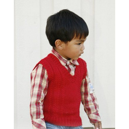 Justus by DROPS Design Vest Strikkeoppskrift str 3  12 år