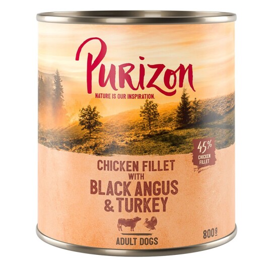 Purizon Adult 6 X 800 G Kornfri Black-Angus & Kalkun Med Søtpotet Og Tyttebær