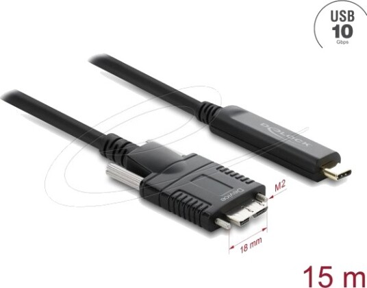 Delock Aktiv Optisk Kabel Usb 10 Gbps Usb Type-C™ Hann Til Type Micro-B Hann Med Skruer 15 M 83681