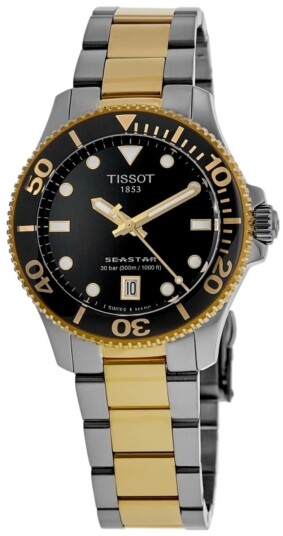 Tissot Dameklokke T120.210.22.051.00 Seastar Sort/Gulltonet stål