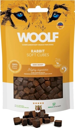 Woolf Soft Cubes Rabbit Monoprotein Hundegodbit 100 G