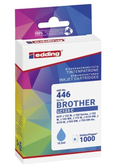 Edding Blæk Erstatter Brother Lc123c Kompatibel Cyan Edd-446 18-446-01