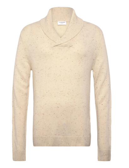 Lindbergh Nep-Yarn Shawl Collar Knit - Cream - M Lindbergh Nep-Yarn Shawl Collar Knit - Cream - M