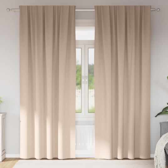 Gardiner med gardiner 2 pcs Gråbrun Polyester Gardiner med gardiner 2 pcs Gråbrun Polyester