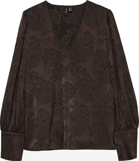 Vero Moda Bluse Vmkira Ls V Neck Top Wvn Pa Brun