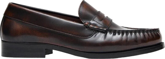 ALOHAS Rivet Vintage Effect Coffee Brown Leather Loafers Brown 39 ALOHAS Rivet Vintage Effect Coffee Brown Leather Loafers Brown 39