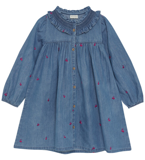 Minymo Ombre Blue Kjole Ls W. Emb 104
