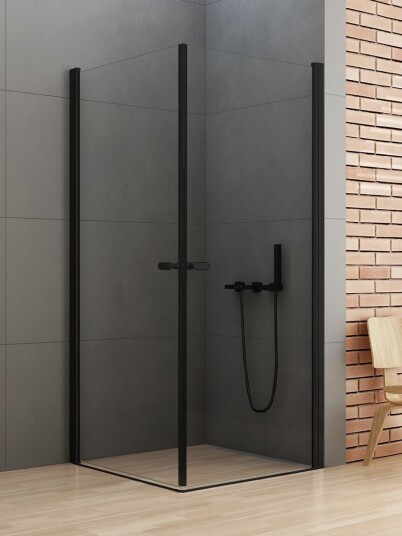 NEW SOLEO™ Dusjhjørne | Svingbare doble dører | Sort Matt