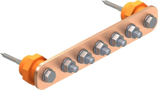 Obo Bettermann 5015842 Skinne med isolert avstand for veggmontering 408,5 mm kobber Jording & lynavledere