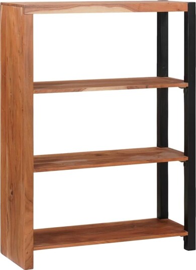  Bokhylle Brun svart 80 x 30 x 110 cm Solid akasietre