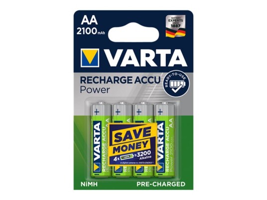 Varta - Batteri 4 X Aa / Hr6 - Nimh - (Ladbare) - 2100 Mah