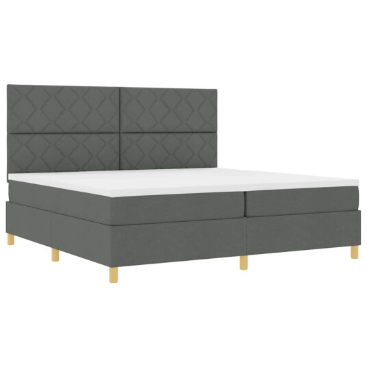  Box spring seng med madrass mørk grå 200x200 cm stoff