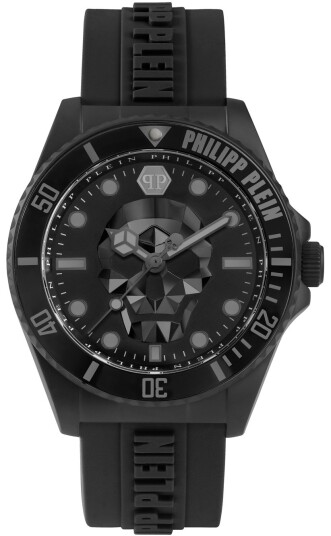 Philipp Plein Herreklokke PWOAA0422 The Skull Sort/Gummi Ø44 mm
