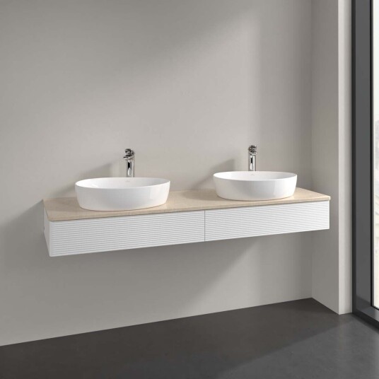 Villeroy & Boch Antao Servantskap med 2 skuffer 160x50x19 cm m/lys Hvit Matt/Crème Villeroy & Boch Antao Servantskap med 2 skuffer 160x50x19 cm m/lys Hvit Matt/Crème