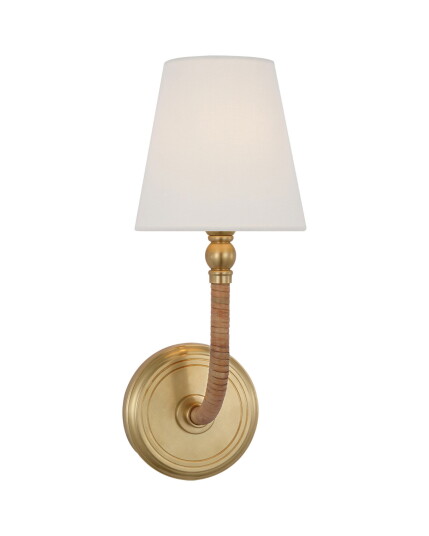 Visual Comfort Basden Medium Sconce Antique Burnished Brass/Natural Rattan Visual Comfort Basden Medium Sconce Antique Burnished Brass/Natural Rattan