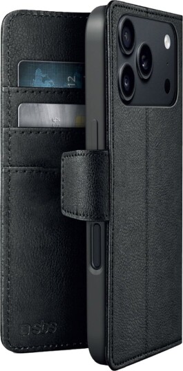 SBS Wallet Classic Mag-etui til iPhone 18 Pro med lommebok og stativ, MagSafe-kompatibelt – svart