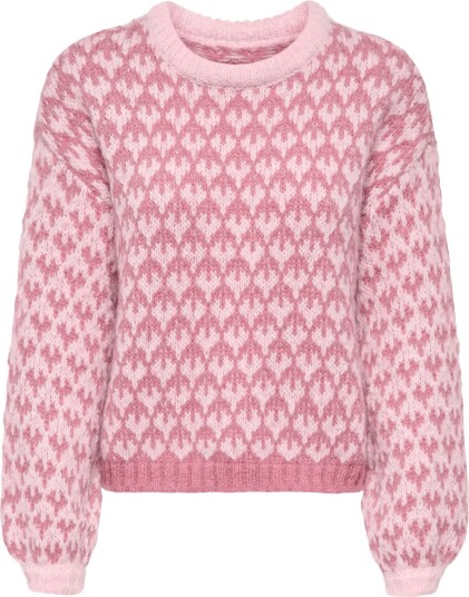 ONLY Onlcaro Ls Pattern O Neck Cc Knt Pink S