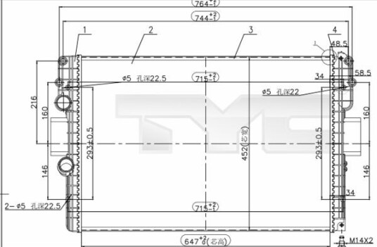 Radiator TYC 715 0006 R