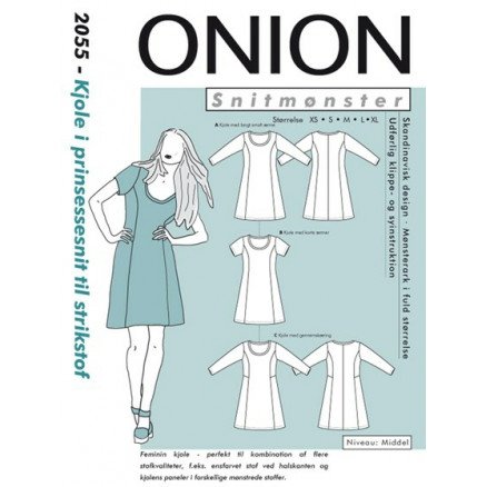 ONION Snittmønster 2055 Kjole med Prinsessesnitt Str XS XL ONION Snittmønster 2055 Kjole med Prinsessesnitt Str XS XL