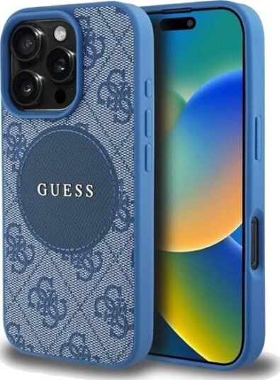 GUESS 4G Circle Classic Logo MagSafe case for iPhone 16 Pro Max - blue