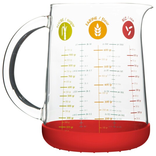 Pebbly Målekanne Glass 1 L Rød
