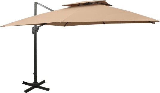 vidaXL Hengeparasoll med dobbel topp 300x300 cm gråbrun