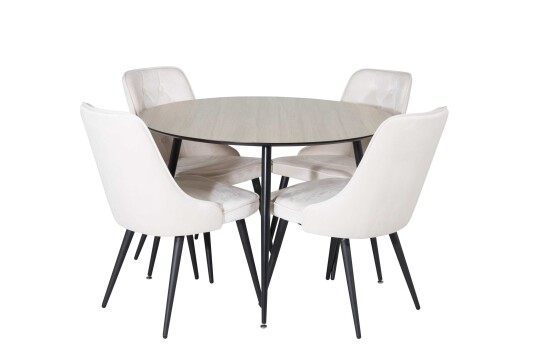 Venture Design Silar & Velvet spisegruppe Natur/svart 4 st stoler & bord 100 cm