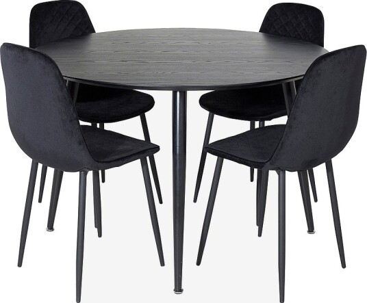 Venture Home   Spisegruppe Doris med 4 spisestoler Penally   Svart