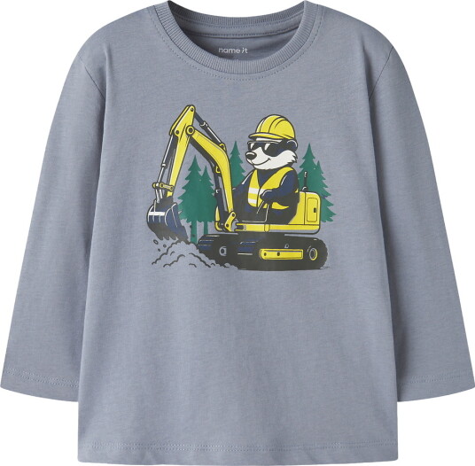Name It Genser NmmWagon Loose Tradewinds/Gravemaskin Badge Name It 5 år (110) Genser Blå Grå