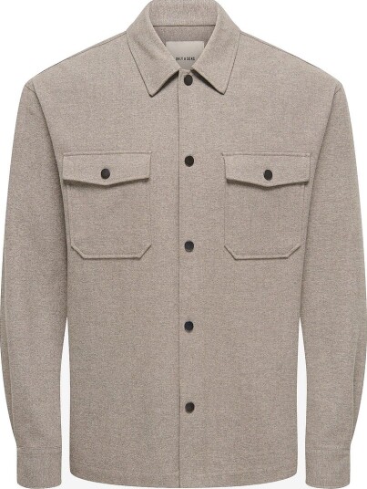 ONLY & SONS Overtreksskjorte Onsmark Brushed 0353 Overshirt Grå ONLY & SONS Overtreksskjorte Onsmark Brushed 0353 Overshirt Grå