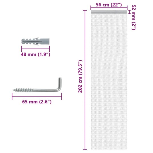 Fluenett med kjede 56x202 cm aluminium