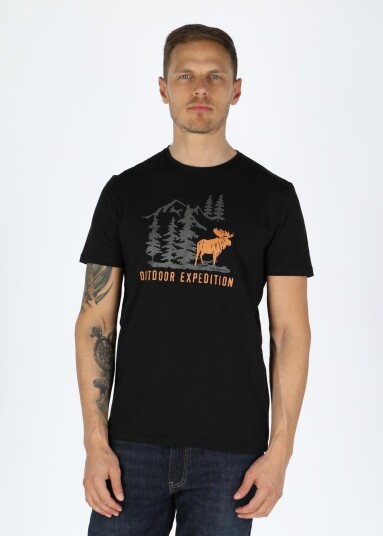 Swedemount Forest Tee Black Elk M T-Shirts