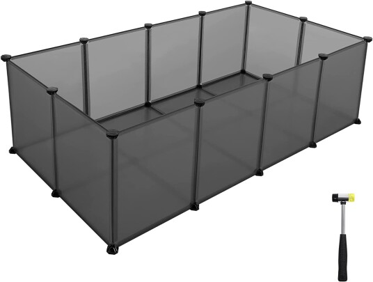 Lekegrind for kjæledyr DIY Grå 143 x 73 x 46 cm