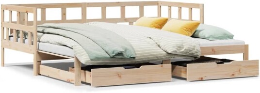 Uttrekkbar dagseng med skuffer 90x190 cm heltre furu