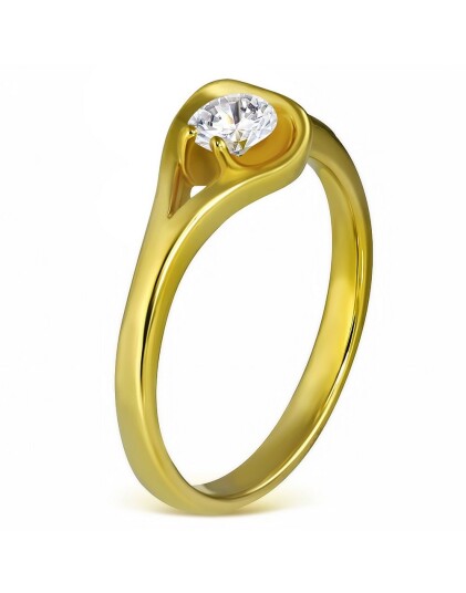 Romance Gullfarget Ring i Kirurgisk Stål med CZ Sten Strl 54 x 17,20 mm Romance Gullfarget Ring i Kirurgisk Stål med CZ Sten Strl 54 x 17,20 mm