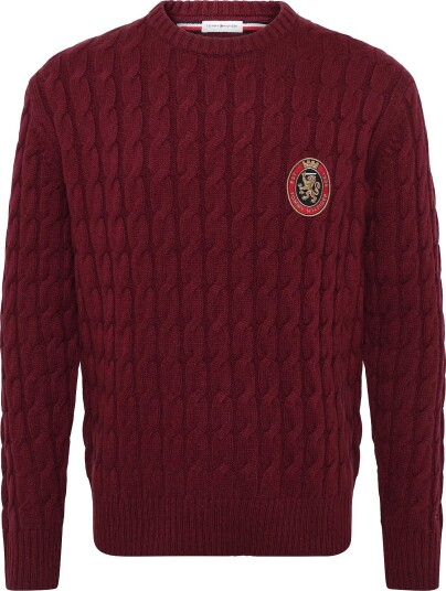 Tommy Hilfiger Icon Crest Graphic Crew Neck BURGUNDY S