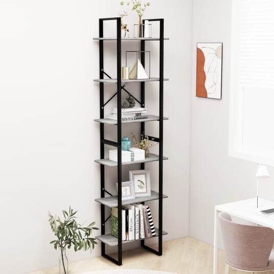 vidaXL Oppbevaringshyller 2 stk betonggr? 60x30x210 cm konstruert tre