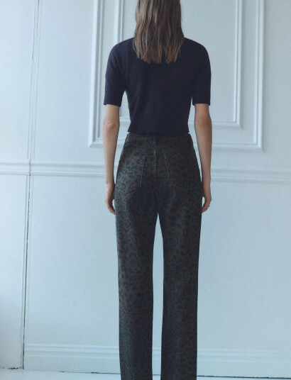 Mango Leopard-Print Straight Jeans - Brown - 34