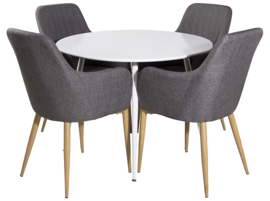 Venture Design Plaza & Comfort spisegruppe Hvit/grå 4 st stoler & bord 100 cm