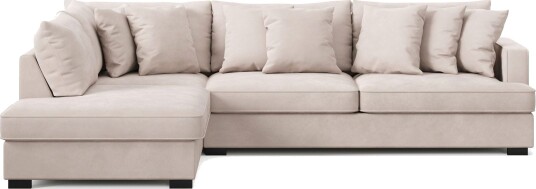 Rossita 4 seters Venstrevendt L formet Dyp Sjeselongsofa i Fløyel Beige Rossita 4 seters Venstrevendt L formet Dyp Sjeselongsofa i Fløyel Beige